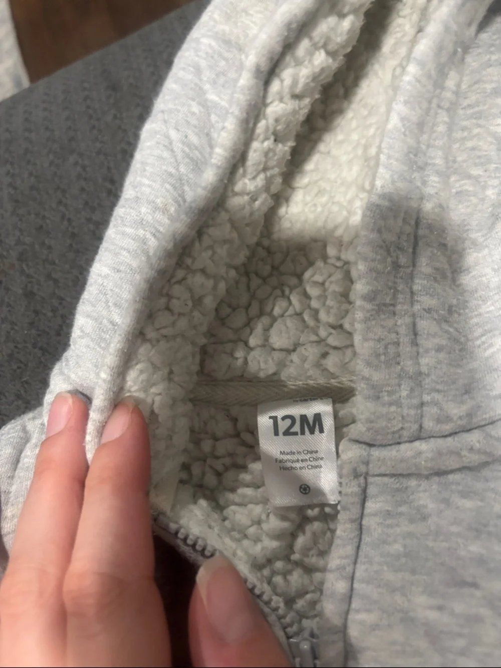 🟢10/$10 - Kids Light Gray Hooded Zip-Up Sweatshirt